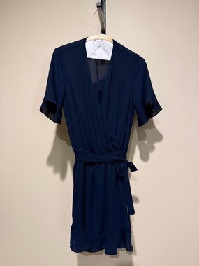 Three Eighty Two Navy Wrap dress- XS